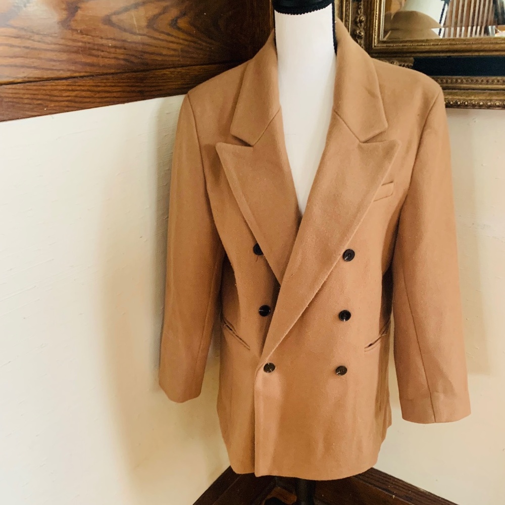 Mango camel double breasted peacoat